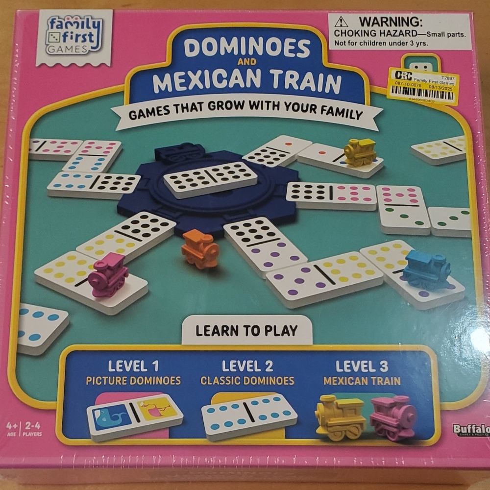Dominoes and Mexican Train Game Set Family First Games Buffalo New Sealed In Box